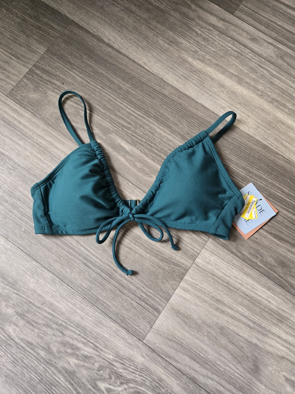 Shade & Shore Teal Adjustable Tie Bikini Top Size S
